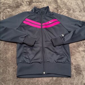 Vintage Nike Track Jacket, Navy Blue, Pink, Retro, Running, Pockets, Size S